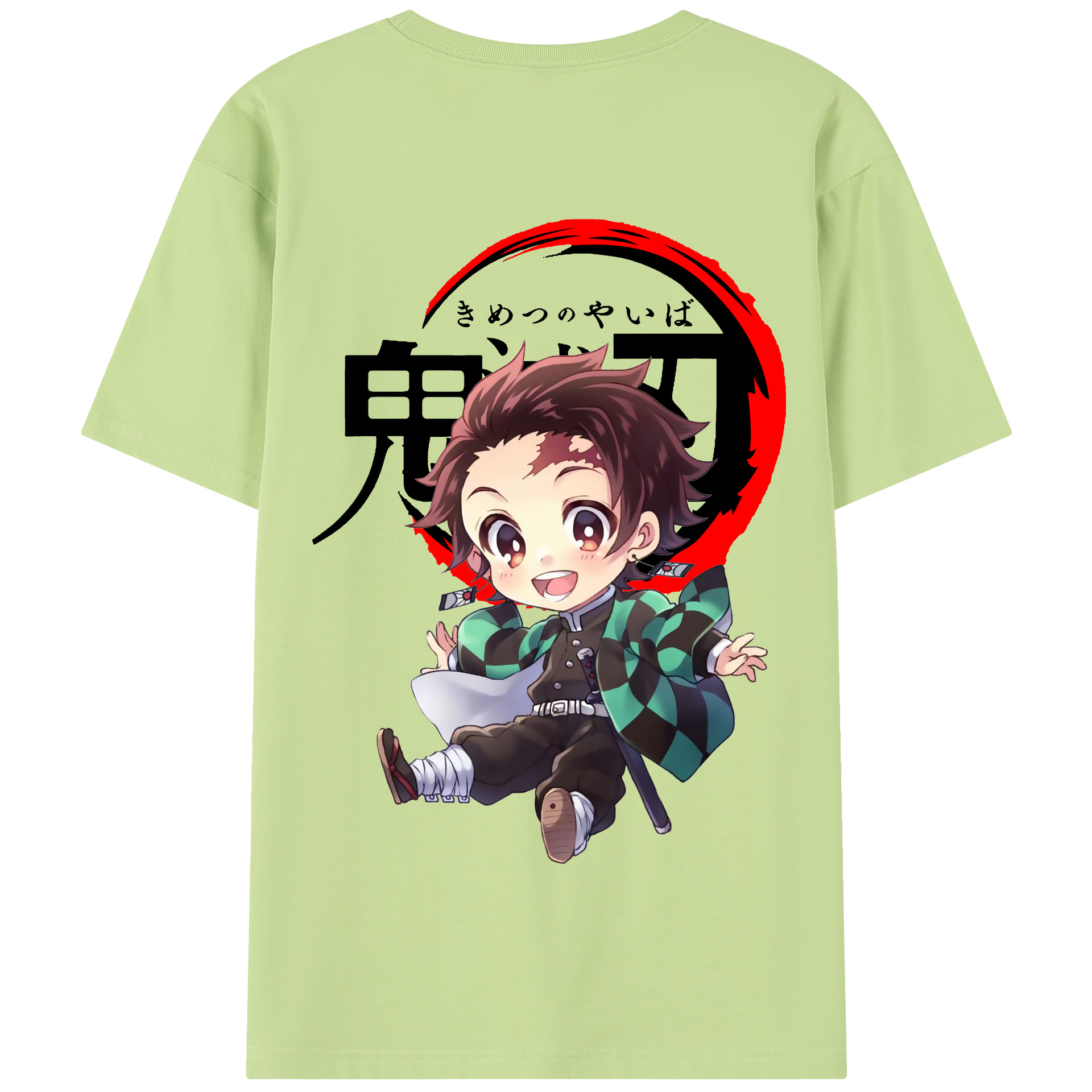 （画像用） 鬼滅の刃 竈門 炭治郎／かまど たんじろう Kamado Tanjirou 綿100％半袖Tシャツ（背面プリント）